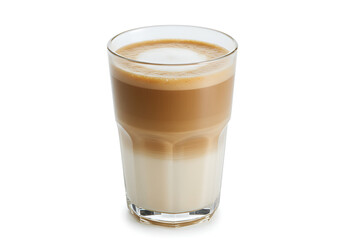 Glass cup of latte coffee isolated