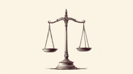 Classic scales of justice illustration, balanced, equilibrium.