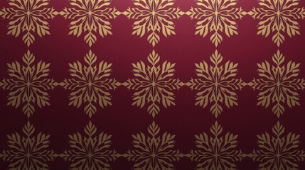 Elegant Gold Snowflake Pattern on Burgundy Background