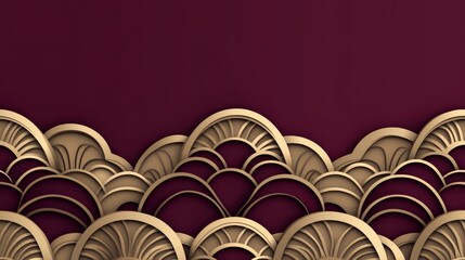 Elegant Gold Wave Pattern on Maroon Background