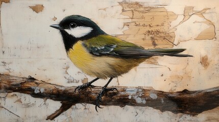 Obraz premium Great tit hazel branch. Generative AI