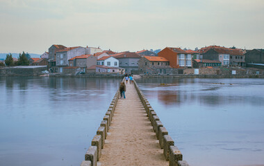 San Tome Bridge and San Tome fishing neighborhood in Cambados, Pontevedra