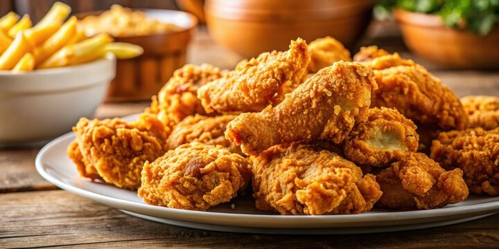 Golden-crisp fried chicken and perfect homemade fries, a juicy, delicious dinner.