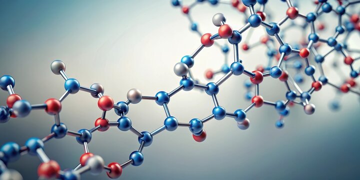 polymer chain molecule structure on light background, science stock photos