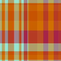 Nostalgia textile background seamless, celebrate tartan plaid pattern. Painting vector check texture fabric in orange and red colors.