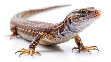 Fototapeta premium Brown Lizard on White Background