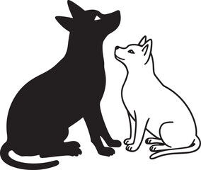 Monochrome Cats and Dogs Art