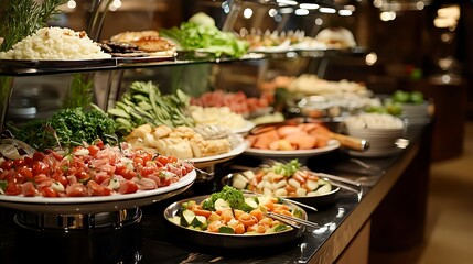 A variety of food items are displayed in an appetizing way