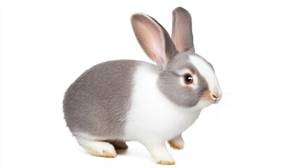 Fototapeta premium Adorable Gray and White Rabbit