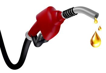 Gasoline injector gasoline pump on white background  of refuel station, petrol pistol with handle hose diesel oil company economy