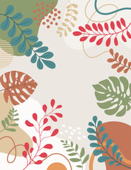 Spring background with beautiful. Leaf background for design. Colorful background with tropical plants.