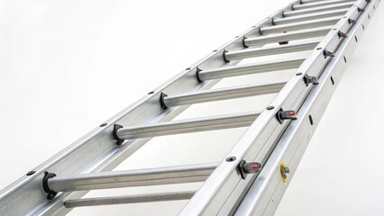 Obraz premium Aluminum Extension Ladder Against White Background