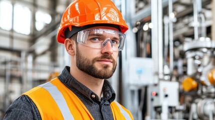 Electrical technician connecting cables in industrial setting