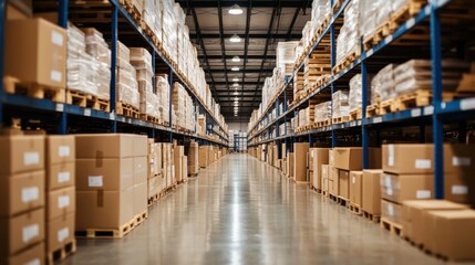 Fototapeta premium Last chance clearance - warehouse liquidation sale with huge discount on remaining stock! save big on factory storage items! ample copy space on boxes