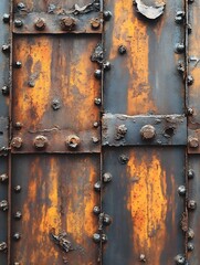A texture of rusted metal sheets with water streaks and scratches.