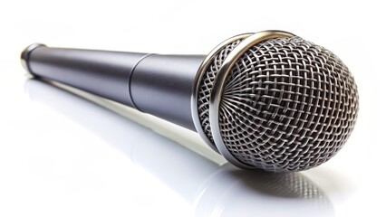 Close-up of a Microphone on White Background