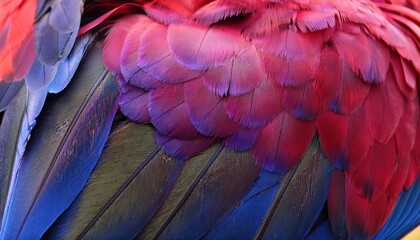 Fototapeta premium Macro Photograph Highlighting the Intricate Details of Purple Macaw Feathers