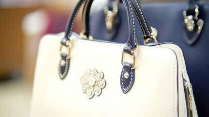 Elegant Ladies Handbags with Floral Detailing and Gold Accents