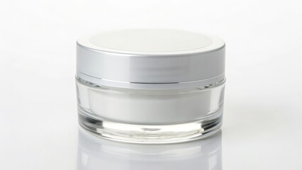 White Cream Jar on White Background