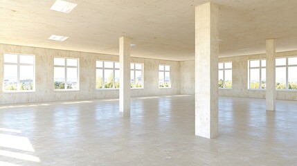 Obraz premium Empty room with columns and windows for design