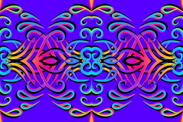 Beautiful classic design colourful background with flower leaf line art pattern of indonesian culture traditional batik	