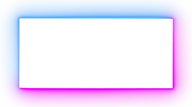 neon animation of frame on white background, fast moving blue and pink rays to both sides. glowing lines, 4K animated seamless loop template