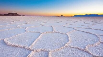 Obraz premium Sunset over Salt Flat Desert
