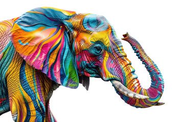 A colorful illustration of a elephant on transparent background, vector art style.