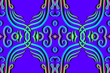 Beautiful classic design colourful background with flower leaf line art pattern of indonesian culture traditional batik	