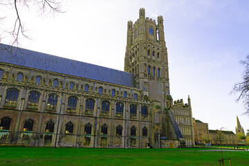 Fototapeta premium Ely Cathedral and St Mary's Church, in January, 2025.