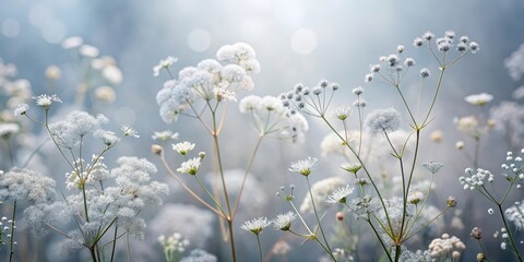 Fototapeta premium Delicate Wildflowers Amidst Grey Hues, nature, botanical, nature