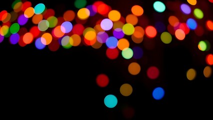 Isolate Colorful Light Bulb Bokeh Black Background