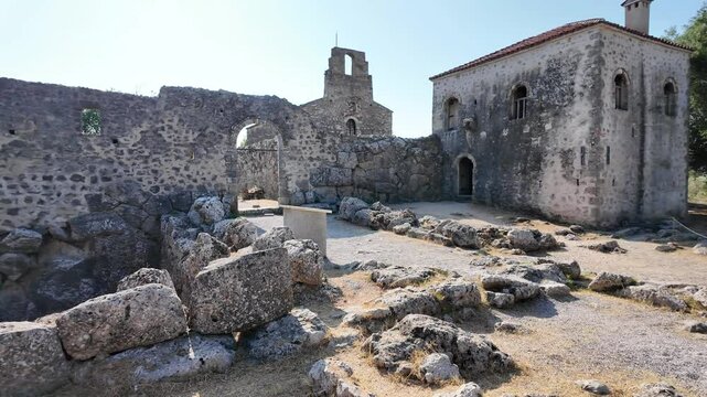 Ancient Greek Ruins of Necromanteion of Acheron near village of Mesopotamos, Epirus, Greece