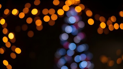 Isolate Colorful Light Bulb Bokeh Black Background