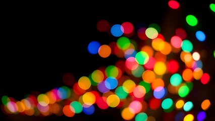 Isolate Colorful Light Bulb Bokeh Black Background