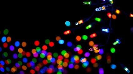 Isolate Colorful Light Bulb Bokeh Black Background