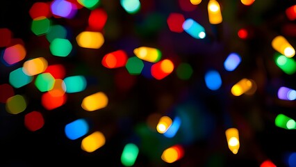 Isolate Colorful Light Bulb Bokeh Black Background