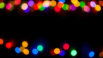Isolate Colorful Light Bulb Bokeh Black Background