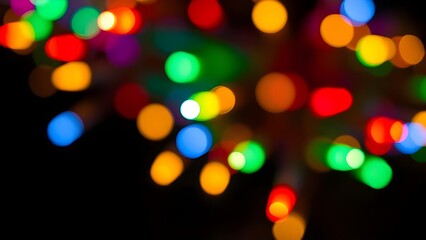 Isolate Colorful Light Bulb Bokeh Black Background