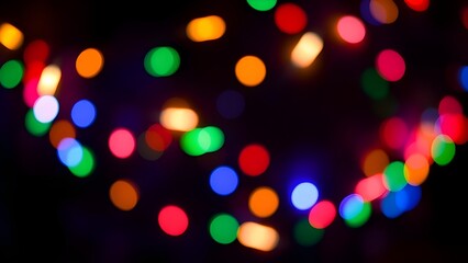 Isolate Colorful Light Bulb Bokeh Black Background