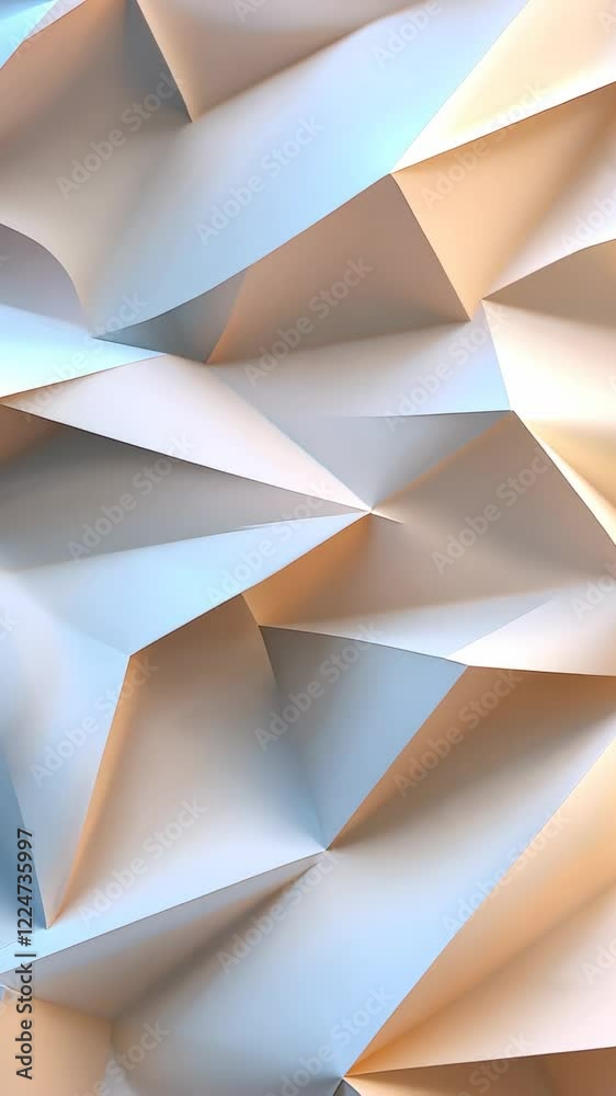 Poster geometric 3d shapes creating a pastel colored abstract background with soft light and dynamic triang