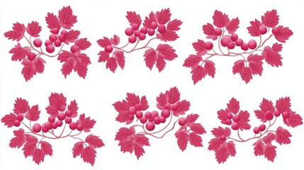 Elegant Pink Berries Branch Design Seamless Pattern