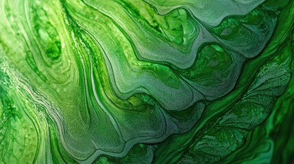 Abstract green swirl pattern with fluid waves and textured design