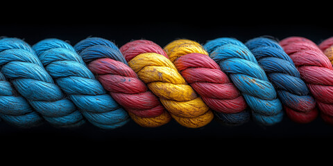 Colorful twisted rope close-up.