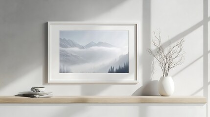 Fototapeta premium Classic Sleek White Frame with a Glossy Finish: A Timeless Touch for Modern Art