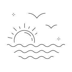Peaceful Sunset Scenery Vector Icon Design