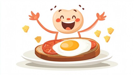 Cheerful and Tasty Breakfast Characters with Anthropomorphic Arms and Legs for Creative Design Projects
