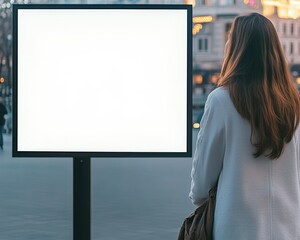 woman looking at billboard