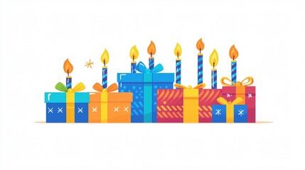 Festive Hanukkah Celebration with Presents, Candles, and Decorations