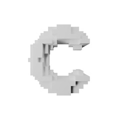 Fototapeta premium 3D Voxel Letter C in a Minimalist Block Design White